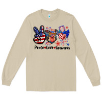 Mushroom Peace love fireworks 4th of july Long Sleeve Tee - CowGirlArtShop