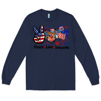 Navy Peace love fireworks 4th of july Long Sleeve Tee - CowGirlArtShop