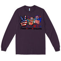 Plum Peace love fireworks 4th of july Long Sleeve Tee - CowGirlArtShop