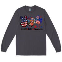 Smoke Peace love fireworks 4th of july Long Sleeve Tee - CowGirlArtShop