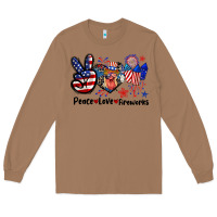 Toasted Coconut Peace love fireworks 4th of july Long Sleeve Tee - CowGirlArtShop