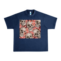 Navy skulls and flowers Urban Heavy Tee - TumblerDesignByShophia