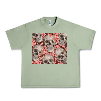 Oil Green skulls and flowers Urban Heavy Tee - TumblerDesignByShophia