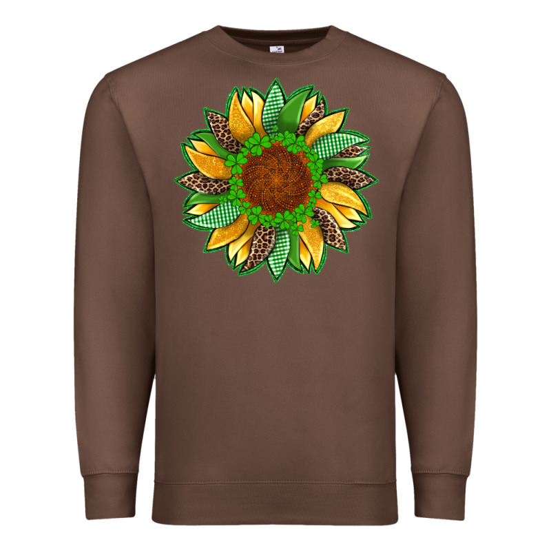 St Patricks Sunflower With Leopard  Shamrock And Glitter Premium Sweatshirt by Artiststas | Teevron