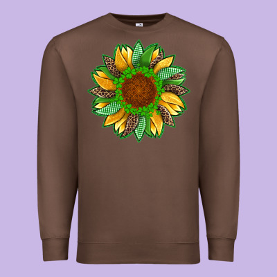 St Patricks Sunflower With Leopard  Shamrock And Glitter Premium Sweatshirt Designed By Artiststas