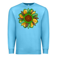 Ocean Blue st patricks sunflower with leopard  shamrock and glitter Premium Sweatshirt - Artiststas