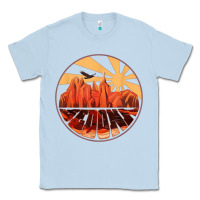 Dusty Blue Retro Vintage Sedona Arizona Hiking Sunset Dawn Gift Classic Tee - minhPixels