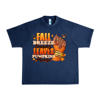 Navy Fall breeze crunchy leaves pumpkins please Urban Heavy Tee - RanaPortraitStore
