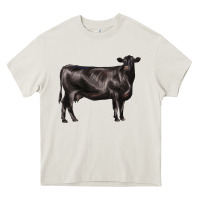 Cream black angus cow Heavy Core Tee - LillyAllenDesigns