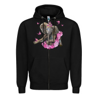 Black baby elephant with tutu Zipper Hoodie - LillyAllenDesigns