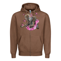 Chestnut baby elephant with tutu Zipper Hoodie - LillyAllenDesigns