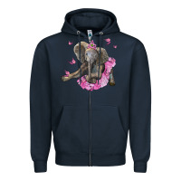 Navy baby elephant with tutu Zipper Hoodie - LillyAllenDesigns