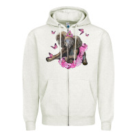 Oatmeal Heather baby elephant with tutu Zipper Hoodie - LillyAllenDesigns