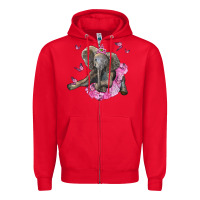 Red baby elephant with tutu Zipper Hoodie - LillyAllenDesigns