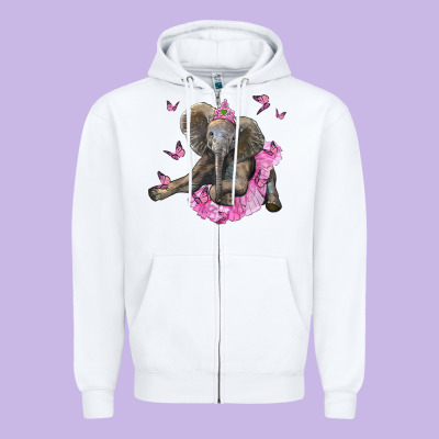 Baby Elephant With Tutu Zipper Hoodie Designed By Lillyallendesigns