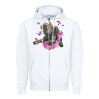 White baby elephant with tutu Zipper Hoodie - LillyAllenDesigns