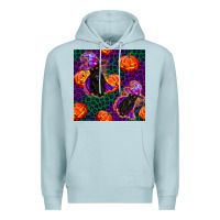 Blue Mist witchy cat and pumpkins seamless paternal Premium Hoodie - BundleAndBundleShop
