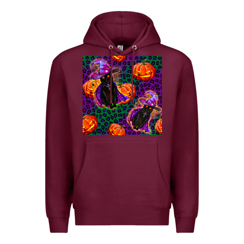 Witchy Cat And Pumpkins Seamless Paternal Premium Hoodie by BundleAndBundleShop | Teevron