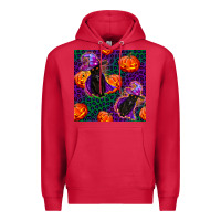 Cardinal witchy cat and pumpkins seamless paternal Premium Hoodie - BundleAndBundleShop