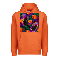 Carrot witchy cat and pumpkins seamless paternal Premium Hoodie - BundleAndBundleShop
