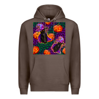 Coffee witchy cat and pumpkins seamless paternal Premium Hoodie - BundleAndBundleShop