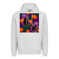 Dove Grey witchy cat and pumpkins seamless paternal Premium Hoodie - BundleAndBundleShop