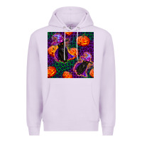 Lilac witchy cat and pumpkins seamless paternal Premium Hoodie - BundleAndBundleShop