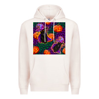 Pale Pink witchy cat and pumpkins seamless paternal Premium Hoodie - BundleAndBundleShop