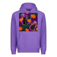 Purple witchy cat and pumpkins seamless paternal Premium Hoodie - BundleAndBundleShop