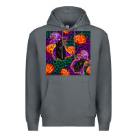 Rock witchy cat and pumpkins seamless paternal Premium Hoodie - BundleAndBundleShop