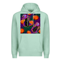 Seafoam witchy cat and pumpkins seamless paternal Premium Hoodie - BundleAndBundleShop
