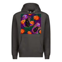 Smoke witchy cat and pumpkins seamless paternal Premium Hoodie - BundleAndBundleShop