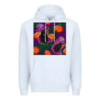 White witchy cat and pumpkins seamless paternal Premium Hoodie - BundleAndBundleShop