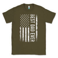 Army Green Father's Day Best Dad Ever American Flag Classic Tee - minhPixels