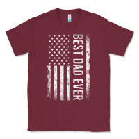 Burgundy Father's Day Best Dad Ever American Flag Classic Tee - minhPixels