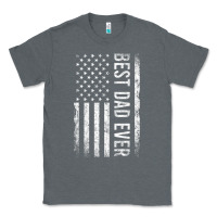 Charcoal Heather Father's Day Best Dad Ever American Flag Classic Tee - minhPixels