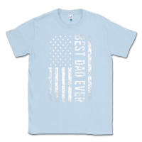 Dusty Blue Father's Day Best Dad Ever American Flag Classic Tee - minhPixels