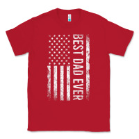 Red Father's Day Best Dad Ever American Flag Classic Tee - minhPixels