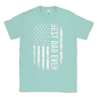 Seafoam Father's Day Best Dad Ever American Flag Classic Tee - minhPixels