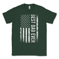 Sports Green Father's Day Best Dad Ever American Flag Classic Tee - minhPixels