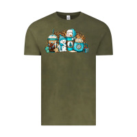 Vintage Olive winter snowman coffee cups Vintage Tee - Jasminsmagicworld