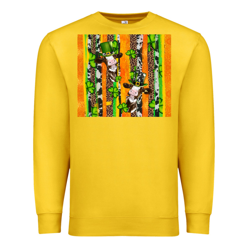 St Patricks Cow And Shamrock With Cowhide Premium Sweatshirt by Artiststas | Teevron