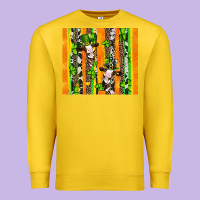 St Patricks Cow And Shamrock With Cowhide Premium Sweatshirt Designed By Artiststas