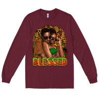 Burgundy Black couple blessed Long Sleeve Tee - HowdyJamesFarm