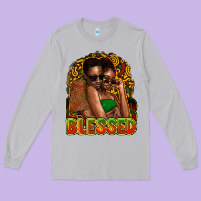 Black Couple Blessed Long Sleeve Tee Designed By Howdyjamesfarm
