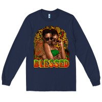 Navy Black couple blessed Long Sleeve Tee - HowdyJamesFarm