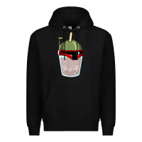 Black bubble fett boba tea funny sci fi pun pearl milk tea gift t shirt Premium Hoodie - minhPixels