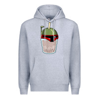 Heather Grey bubble fett boba tea funny sci fi pun pearl milk tea gift t shirt Premium Hoodie - minhPixels