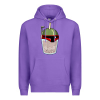 Purple bubble fett boba tea funny sci fi pun pearl milk tea gift t shirt Premium Hoodie - minhPixels