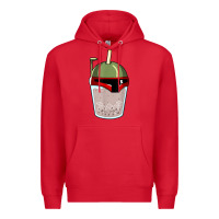 Red bubble fett boba tea funny sci fi pun pearl milk tea gift t shirt Premium Hoodie - minhPixels